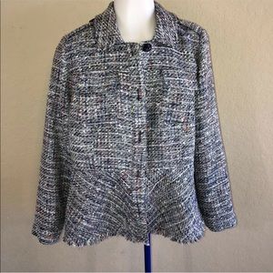 NEW NWT Chico’s Blue Tweed Style Blazer Jacket 1